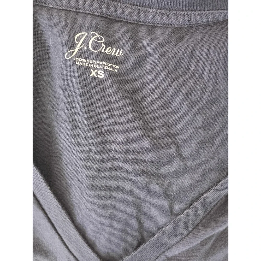 J Crew Navy Blue V Neck Short Sleeve 100% Supima Cotton T Shirt Top XS‎